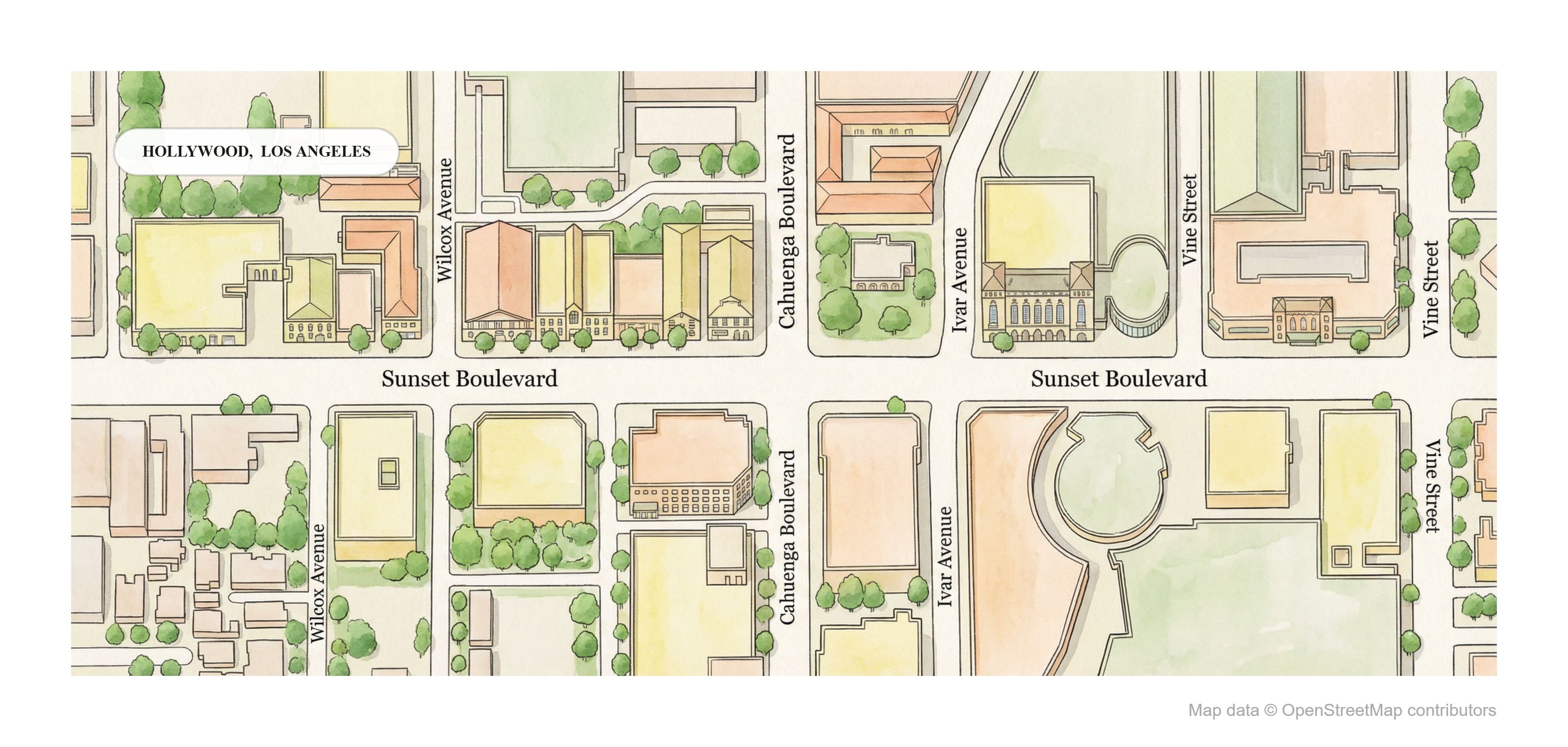 Map Illustration of hollywood